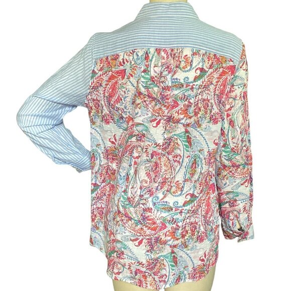 Westbound Shirt Striped Paisley Button-Down Petites Sz PL #168F - Picture 8 of 11